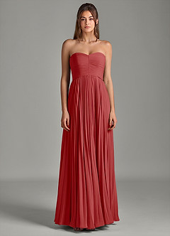 Azazie Chiana Abiti da Damigella Abito A-Line in Chiffon Senza Cinturino Ruggine image5