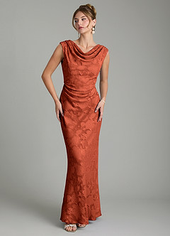 Azazie Kieryn Bridesmaid Dresses Auburn Mermaid Pleated Floral Burnout Dress image5