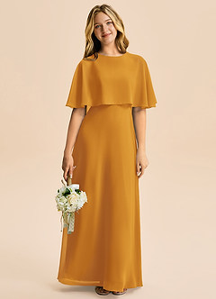 Azazie Maris Junior Abito A-Line in Chiffon Caramello image5