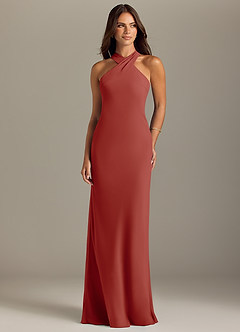 Azazie Doretta Bridesmaid Dresses Terracotta Mermaid Pleated Chiffon Dress image1