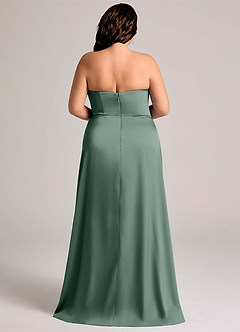 Azazie Wren Bridesmaid Dresses Eucalyptus A-Line Strapless Stretch Satin Convertible Dress image9