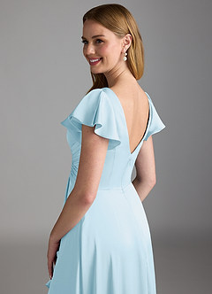 Azazie Omari Bridesmaid Dresses Sky Blue A-Line Stretch Satin Dress image3