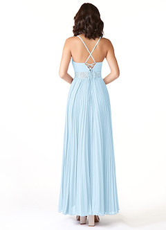 Azazie Devyn Bridesmaid Dresses Sky Blue A-Line Corset Chiffon Dress image2