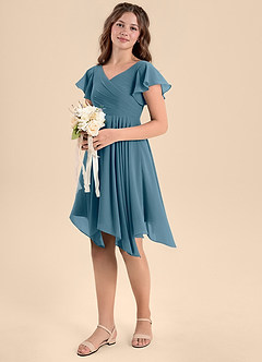 Azazie Janeaurelia Junior Abito A-Line in Chiffon Plissettato Bermuda image1