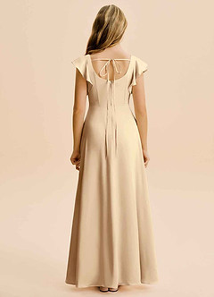 Azazie Bondi Junior Vestido de Champán de Satén Elástico de Corte en A con Corte Lateral image2