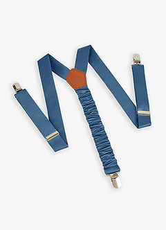 front Boy's Matching Matte Satin Bow Tie & Suspenders Set