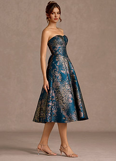 Blakely Teal Floral Midi Dress image3