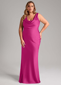 Azazie Rylina Bridesmaid Dresses Fuchsia Mermaid Stretch Satin Dress image7