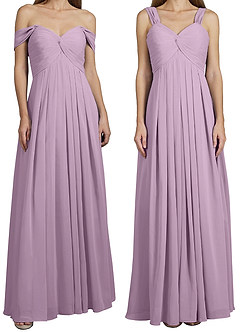 Azazie Kaitlynn Bridesmaid Dresses Wisteria Empire Ruched Chiffon Convertible Dress image8