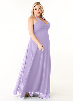 Azazie Tessie Bridesmaid Dresses Lilac A-Line V-Neck Pleated Chiffon Dress image7