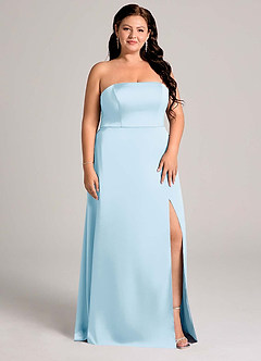 Azazie Wren Bridesmaid Dresses Sky Blue A-Line Strapless Stretch Satin Convertible Dress image4
