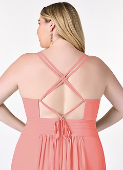 Azazie Farren Brautjungfernkleider Wandelbar A-Linie Plissee Chiffon Kleid Koralle image13