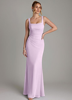Azazie Agustina Brautjungfernkleider Meerjungfrau-Linie Korsett Chiffon Kleid Frostiges Flieder image1