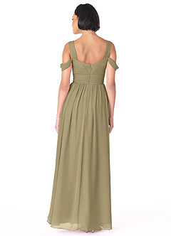 Azazie Lianne Bridesmaid Dresses Moss Green A-Line Off the Shoulder Chiffon Dress image7