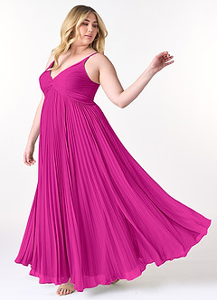 Azazie Raychelle Jurken voor bruidsmeisjes Jurk van Chiffon met A-Lijn V-hals Fuchsia image9