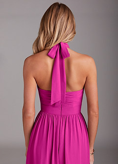 Azazie Avary Bridesmaid Dresses Fuchsia A-Line Pleated Chiffon Dress image7