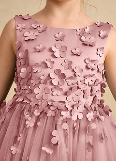 Azazie Lana Flower Girl Dresses Dusty Rose A-Line Sleeveless Matte Satin Dress image6