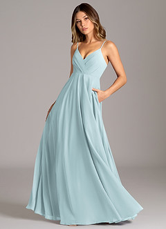 Azazie Amani Suknie dla druhen Linia A Pofałdowany Szyfon Do ziemi Sukienka image1