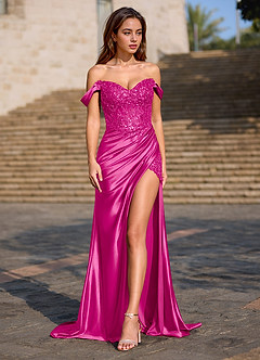 Opulence Magenta Floral Corset Prom Dress image3