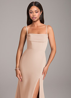 Azazie Saige Bridesmaid Dresses English Rose Sheath Off the Shoulder Chiffon Convertible Dress image2