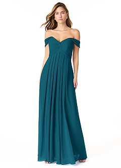 Azazie Kaitlynn Bridesmaid Dresses Ink Blue Empire Ruched Chiffon Convertible Dress image2