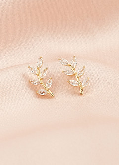 front Zircon Leaf Shaped Earrings