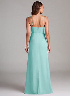 Azazie Maci Bridesmaid Dresses Aqua Sheath Pleated Chiffon Dress image7