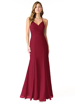 Azazie Carolina Bridesmaid Dresses Burgundy Mermaid Ruched Chiffon Dress image1
