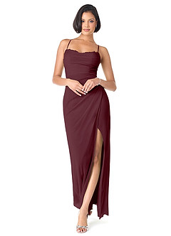 Azazie Ashana Bridesmaid Dresses Cabernet Sheath Sweetheart Lace Mesh Dress image1