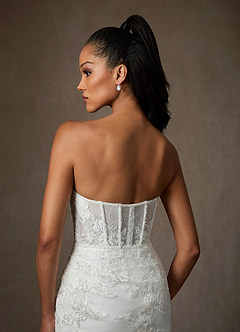 Azazie Hari Vestidos de novia Vestido de Diamante Blanco de Encaje de Corte Recto con Escote de Corazón image5