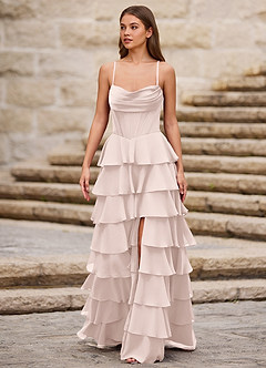 Rhythm Powder Pink Ruffled A-line Prom Dress image9