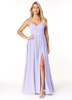 Azazie Dominic Bridesmaid Dresses Lilac A-Line V-Neck Pleated Chiffon Dress image1