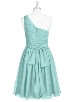 Azazie Katrina Bridesmaid Dresses Aqua A-Line One Shoulder Chiffon Dress image7
