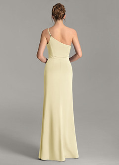 Azazie Hudsyn At-home Try On Dresses Lemon Sorbet Mermaid One Shoulder Stretch Satin Dress image5