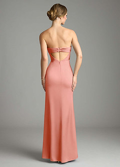 Azazie Leonis Bridesmaid Dresses Coral Mermaid Pleated Stretch Satin Convertible Dress image2