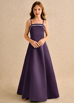 Azazie Izel Girls Formal Flower Girl Klänningar Klä A-Line i Matt satäng Plisserad image6