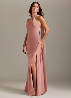 Azazie Kinsley Bridesmaid Dresses Rosette Mermaid Side Slit Stretch Satin Dress image3