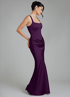 Azazie Etta Robes de demoiselle d'honneur Robe Sirène en Satin extensible Corset Grain De Raisin image6