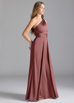 Azazie Dallas Bridesmaid Dresses Amethyst A-Line One Shoulder Stretch Satin Dress image4