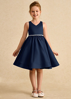 Azazie Julietta vestidos de niña de las flores Vestido de Azul Marino Oscuro de Tul de Princesa con Convertible image9