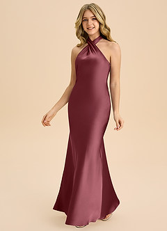 Azazie Chickie Junior Etui Plissee Stretch-Satin Kleid Wüstenrose image5