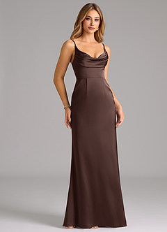 Azazie Aimee Bridesmaid Dresses Ganache A-Line Sweetheart Neckline Stretch Satin Dress image3