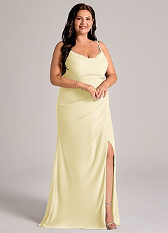 Azazie Deandra Bridesmaid Dresses Lemon Sorbet Mermaid Pleated Chiffon Dress image10