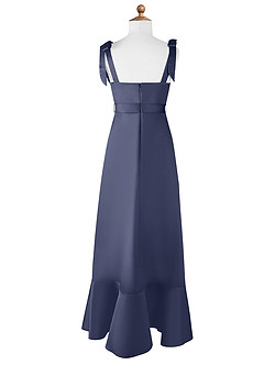 Azazie Barbara Junior Robe Trapèze en Mat Satiné Arc Bleu Orageux image7