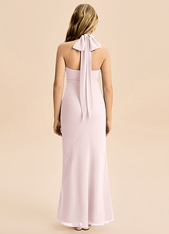 Azazie Velli Junior Blushing Pink Mermaid High Neck Chiffon Dress image2