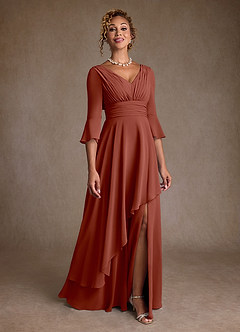 Azazie Eire Mother of the Bride Dresses Auburn A-Line Pleated Chiffon Dress image1