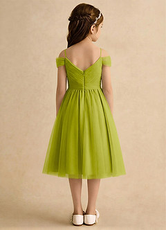Azazie Lila Girls Formal Robe Demoiselle D'honneur Fillette Robe Trapèze en Tulle Épaule décolletée Citronnelle image2