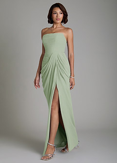Azazie Nyra Robes de demoiselle d'honneur Robe Fourreau en Mousseline de soie Corset Vert Sauge image6
