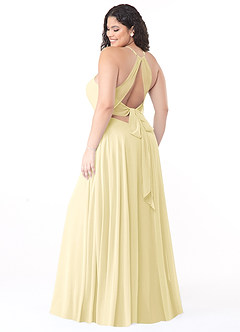 Azazie Evalleen Robes de demoiselle d'honneur Robe Trapèze en Mousseline de soie Plissée Sorbet Citron image8