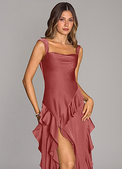 Azazie Sloane 신부 들러리 드레스 A라인 스윗하트 네크라인 스트레치 새틴 바닥 길이 드레스 image3